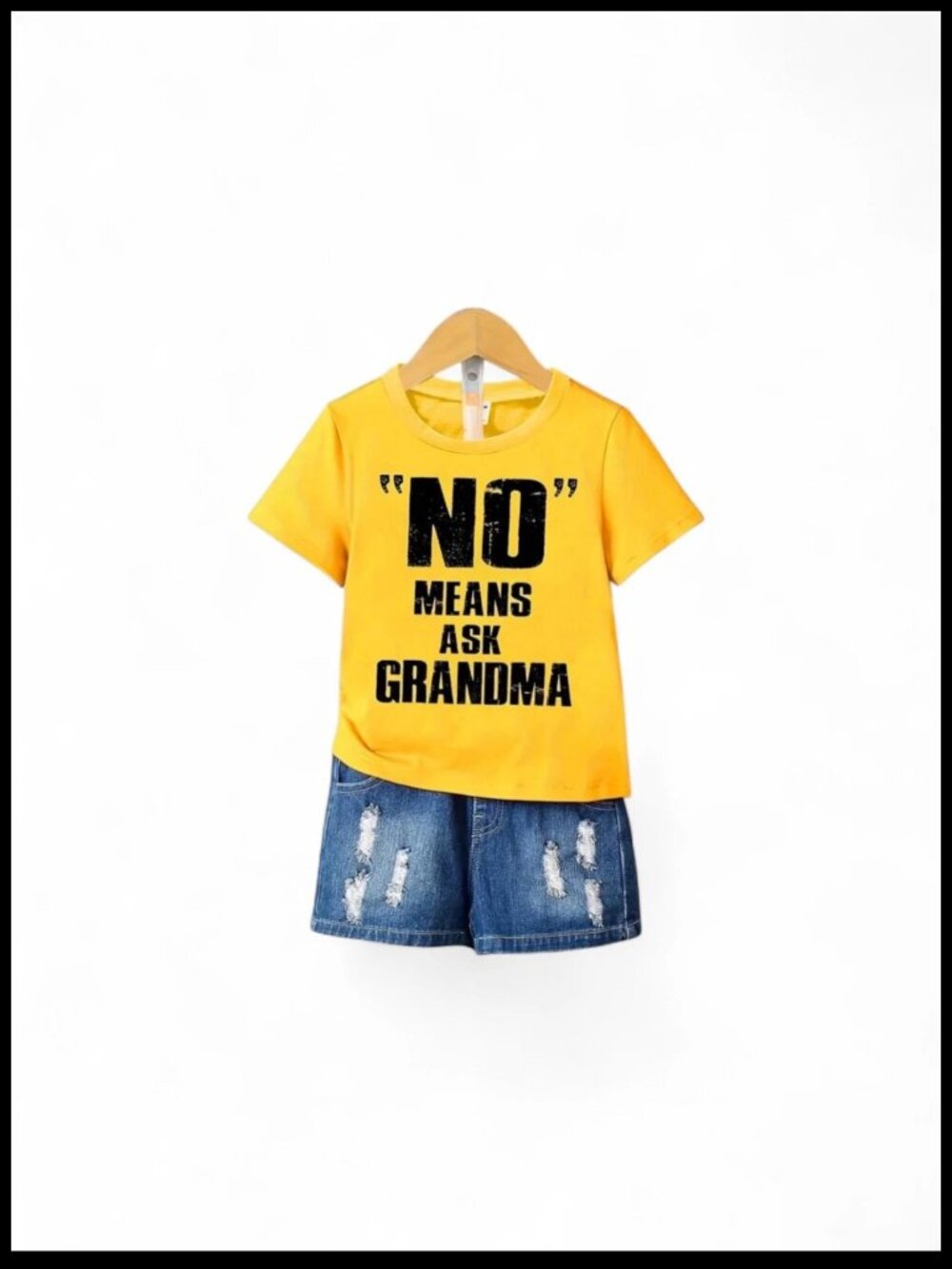 New Boys "No Means Ask Grandma" T Shirt Size 7Y